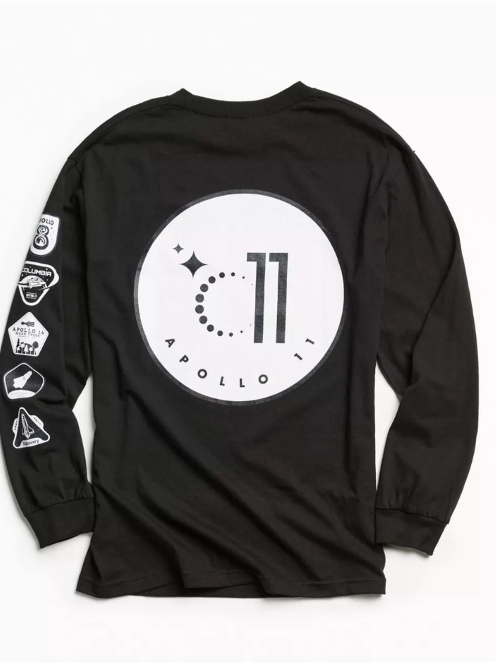 Urban Outfitters Black Apollo 11 Long-Sleeve Graphic Tee